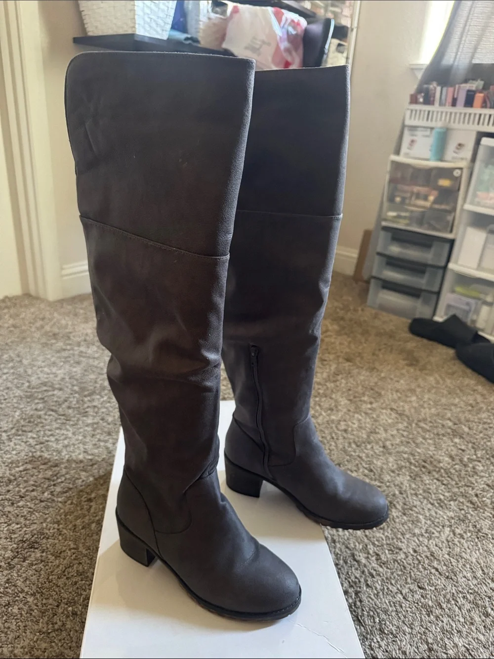 Rampage Over-the-Knee Heeled Boots - Gray